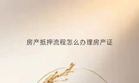 房产抵押流程怎么办理房产证(房产抵押流程怎么办理房产证的)