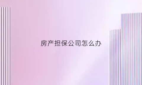 房产担保公司怎么办(房产担保公司怎么办理贷款)