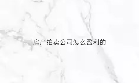 房产拍卖公司怎么盈利的(房屋拍卖公司收费标准)