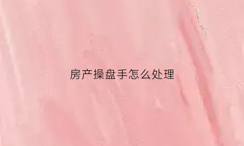 房产操盘手怎么处理(房产操盘是什么意思)