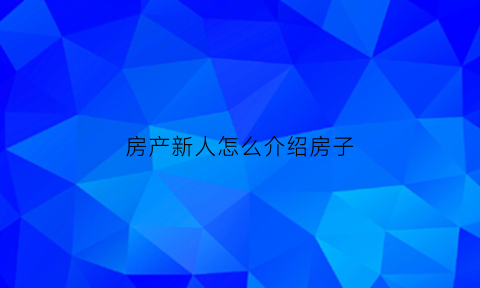 房产新人怎么介绍房子(如何介绍新房项目)