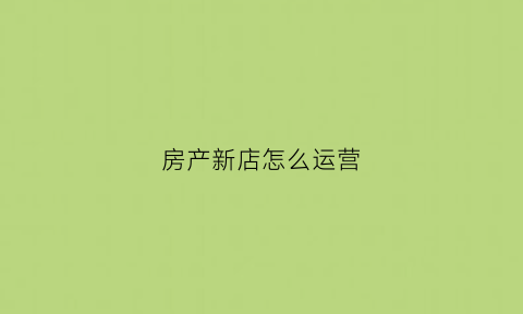 房产新店怎么运营(房产门店开业流程)