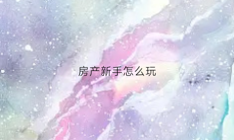 房产新手怎么玩(怎么玩房地产)