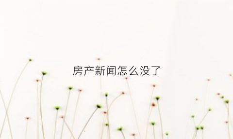 房产新闻怎么没了(房产新闻app)