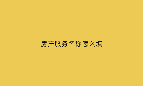房产服务名称怎么填(房产服务业)
