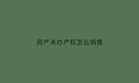 房产未办产权怎么销售(房产未办产权怎么销售房子)