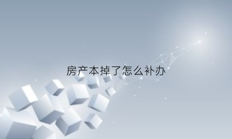 房产本掉了怎么补办(房产证丢了会怎么样)
