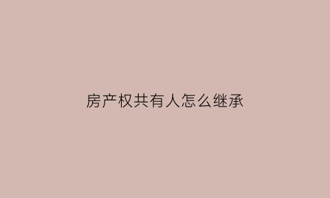 房产权共有人怎么继承(房屋共有人继承权)