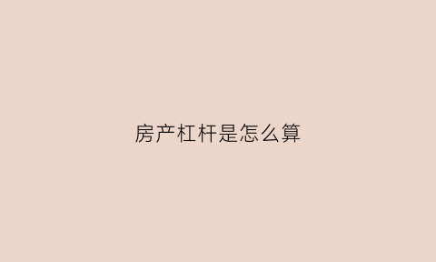 房产杠杆是怎么算(房产杠杆率是什么意思)