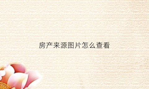 房产来源图片怎么查看(房产来源图片怎么查看的)