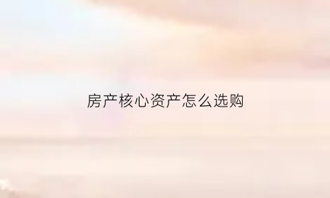 房产核心资产怎么选购(核心资产的房子有什么特点)