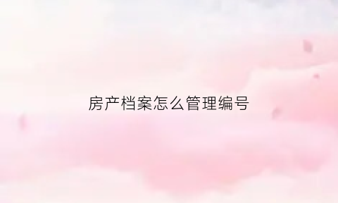 房产档案怎么管理编号(房产档案号在哪里)