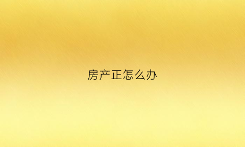 房产正怎么办(房子房产证怎么办理)