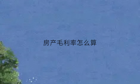 房产毛利率怎么算