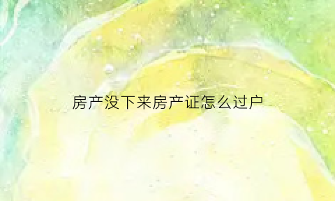 房产没下来房产证怎么过户(房产没下来房产证怎么过户给子女)