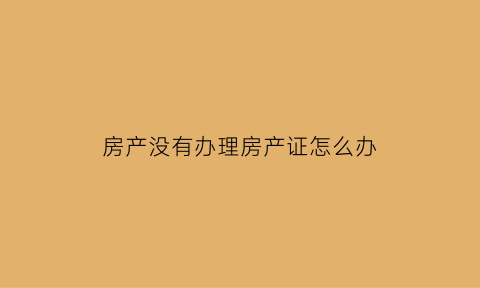 房产没有办理房产证怎么办(房产没有办理房产证怎么办理)