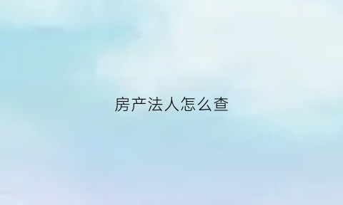 房产法人怎么查(怎么样查询法人财产)