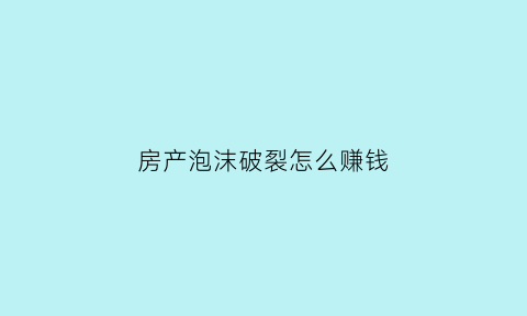 房产泡沫破裂怎么赚钱(房产泡沫破裂哪个行业吃香)