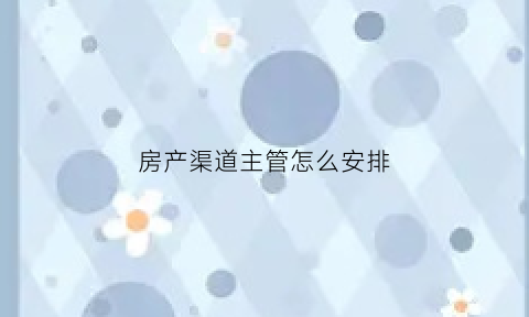 房产渠道主管怎么安排(房产渠道管理岗位职责)