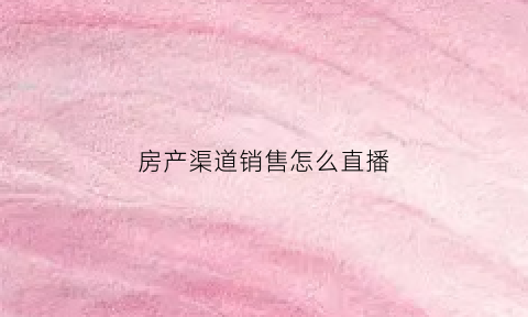 房产渠道销售怎么直播(房产渠道销售技巧和话术)