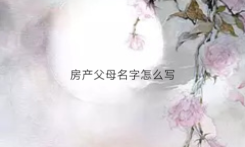 房产父母名字怎么写(房产写父母名字的弊端)