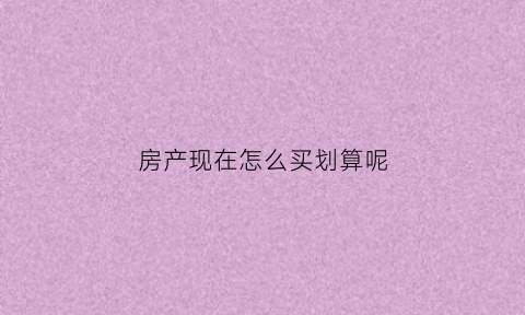 房产现在怎么买划算呢(现在房子怎么买)