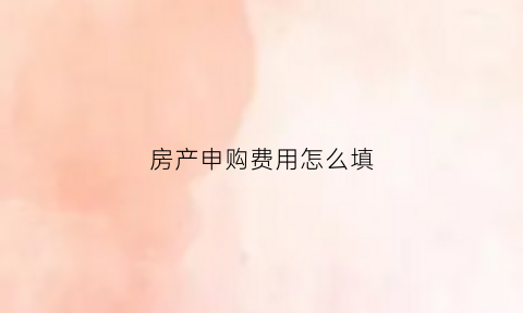 房产申购费用怎么填(购房申购)