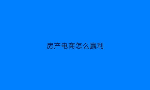 房产电商怎么赢利(房产电商怎么做)