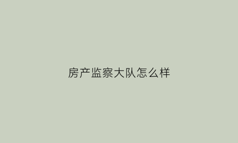 房产监察大队怎么样(房产局监察大队)