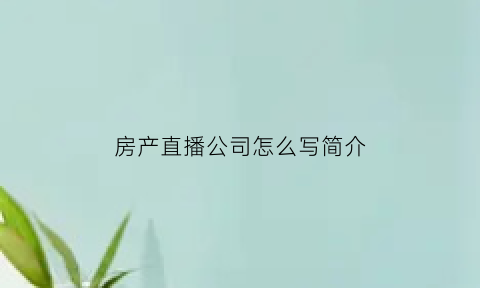 房产直播公司怎么写简介(房地产直播方案策划范文)