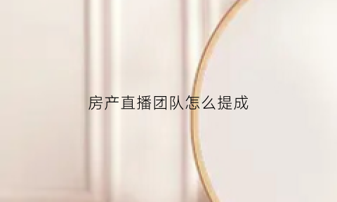 房产直播团队怎么提成(直播房产销售)
