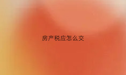 房产税应怎么交