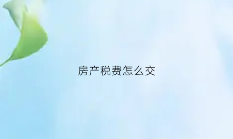 房产税费怎么交(房产税怎么缴费)