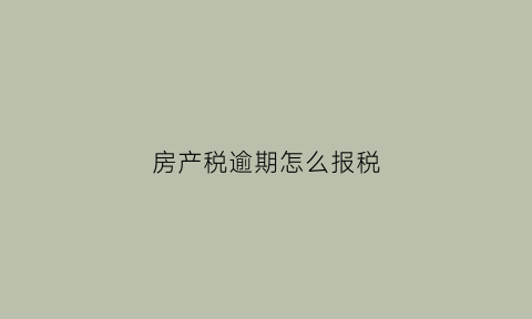 房产税逾期怎么报税(房产税逾期会上征信吗)