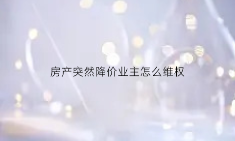 房产突然降价业主怎么维权(房子突然大幅度降价合理吗)