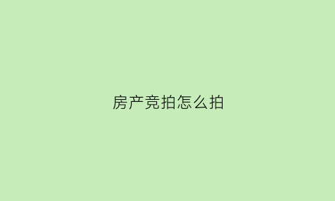 房产竞拍怎么拍(房产竞拍怎么拍好)
