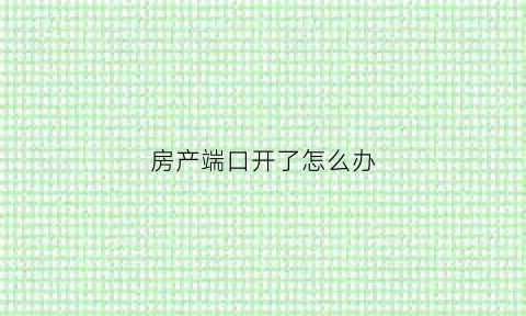 房产端口开了怎么办(房产开端口怎么开)
