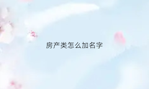 房产类怎么加名字(房产类怎么加名字好听)