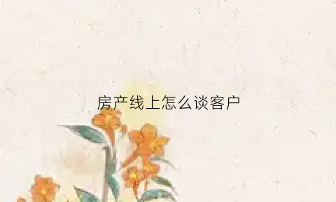 房产线上怎么谈客户(房产线上怎么谈客户问题)