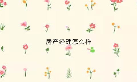 房产经理怎么样(房产经理怎么样才能赚钱)
