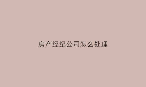 房产经纪公司怎么处理(房产经纪公司如何合理避税)