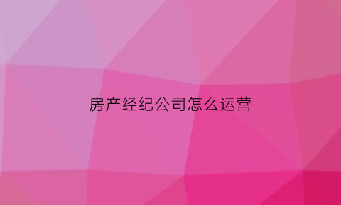 房产经纪公司怎么运营(房产经纪公司怎么运营的)