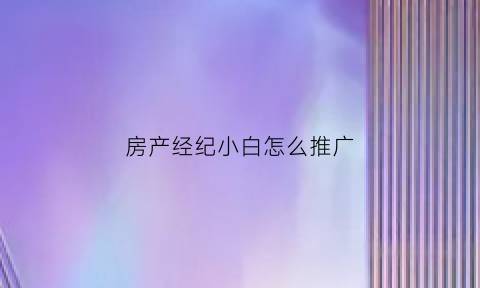 房产经纪小白怎么推广(房产经纪人怎么推销自己)