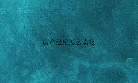 房产经纪怎么卖楼(房产经纪怎么卖楼的)