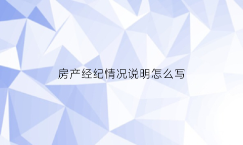 房产经纪情况说明怎么写(房产经纪情况说明怎么写模板)