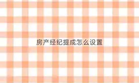 房产经纪提成怎么设置(房产经纪人的提成怎么提的)