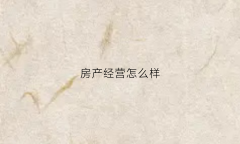 房产经营怎么样(房产经济公司怎么运营)