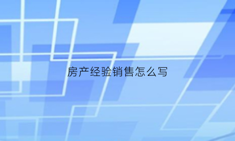 房产经验销售怎么写(房屋销售经验)
