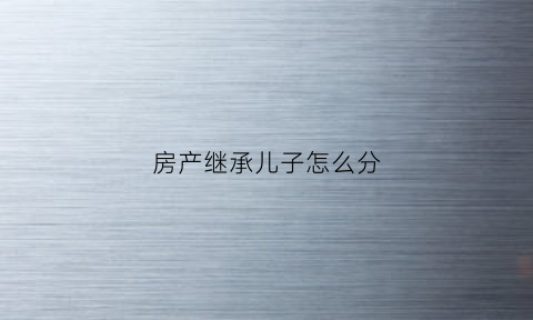 房产继承儿子怎么分(房子儿子继承需要多少钱)