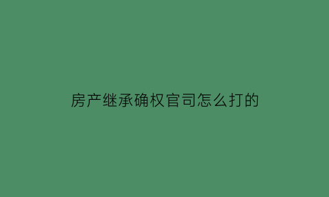 房产继承确权官司怎么打的(继承确权案子怎么打)